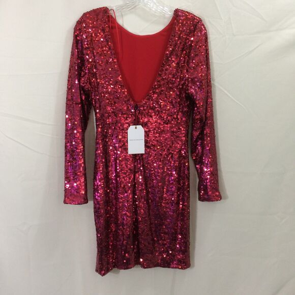 NEW Dress The Population Full Sequins Dress Bodycon Stretch Rouge Lola Club L - Picture 4 of 6